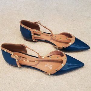 Halogen Studded Flats in Blue- Size 11